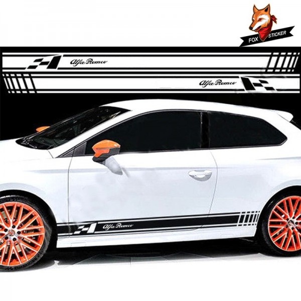 Car Vinyl Auto Side Skirt Car Sticker Decal Side Stripe Skirt Roof&Hood Decal Graphics Sticker for Alfa Romeo 2 PCS Car Styling